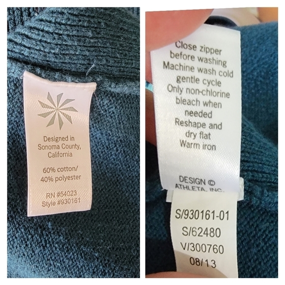 Athleta Green Knit Graphic 1/4 Zip Long Sleeve Athletic Pullover Top Sz Small - Picture 10 of 12